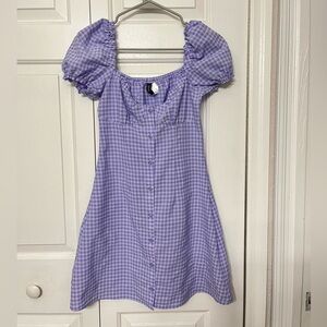 H&M Divided Lavender Checkered Button-Up Dress- Size: XS